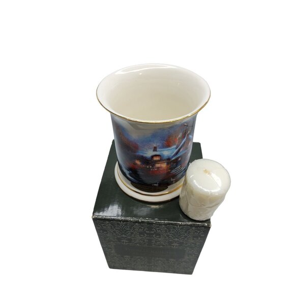 vintage thomas kinkade "evening at swanbrooke cottage" votive candle holder - Picture 3 of 4